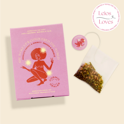 Genmaicha Grüner Tee mit Ingwer, Moringer und Tulsi: Für mehr Energie und ein stärkeres Immunsystem.